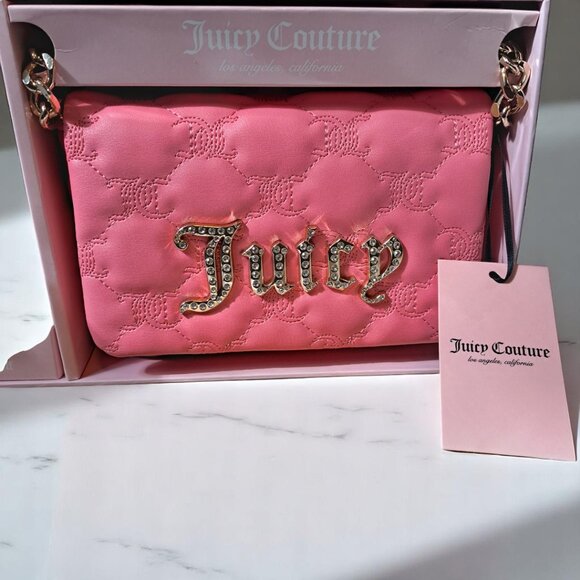 Juicy Couture Flap Crossbody and Keychain Pink Lemonade NWT - Picture 5 of 8